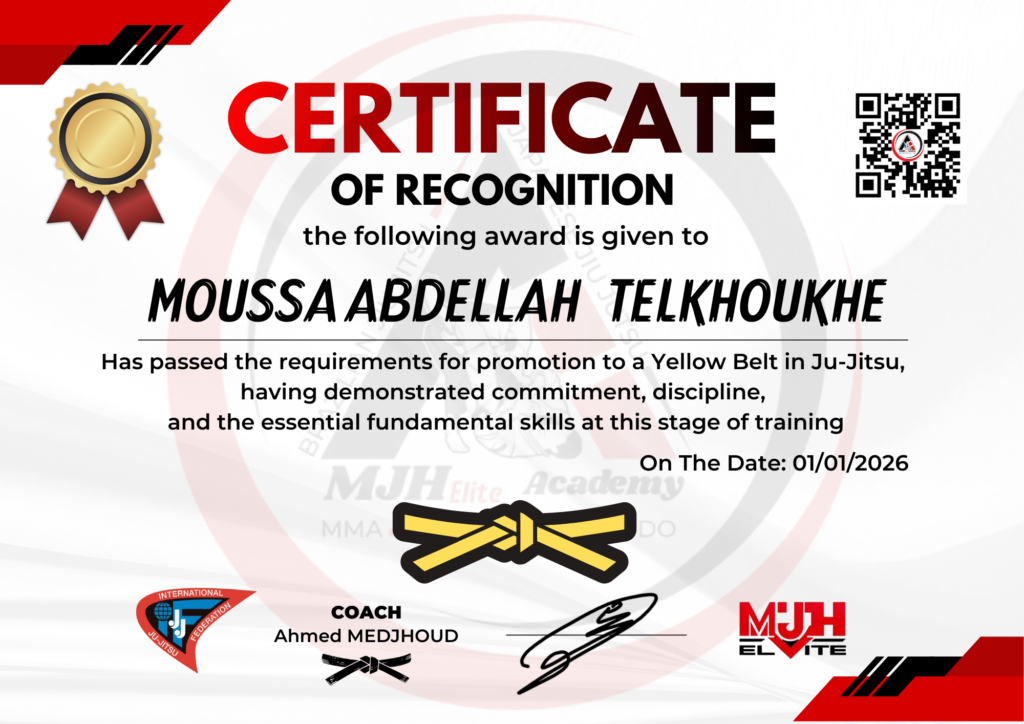 شهادة حزام اصفر لموسى تلخوخ mjh elite